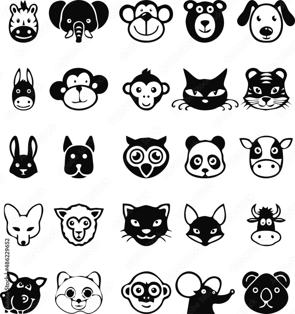 Set of different species of animals