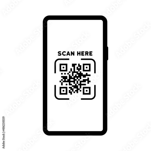 Scanning QR code icon. Online payment. Covid QR code. Online order. Scan here. Vector eps 10