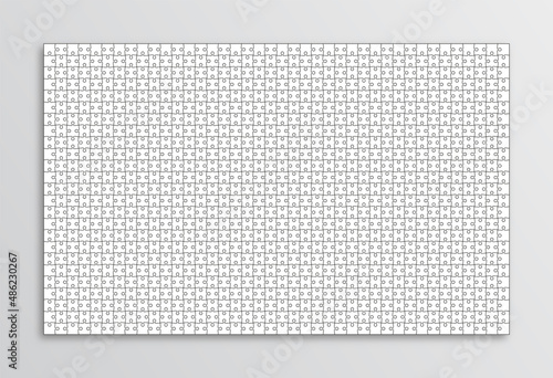 Puzzle pieces set. Jigsaw outline grid. Scheme of thinking game. Modern background with 1000 shapes. Simple frame tiles with mosaic details. Cutting template. Vector illustration.