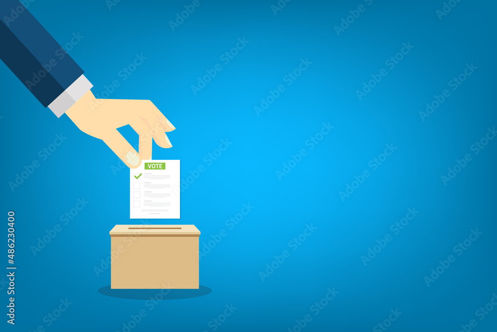 Hand holding voting ballot and ballot box. Voting and election concept. Hand holding voting ballot and ballot box. Voting and election concept.