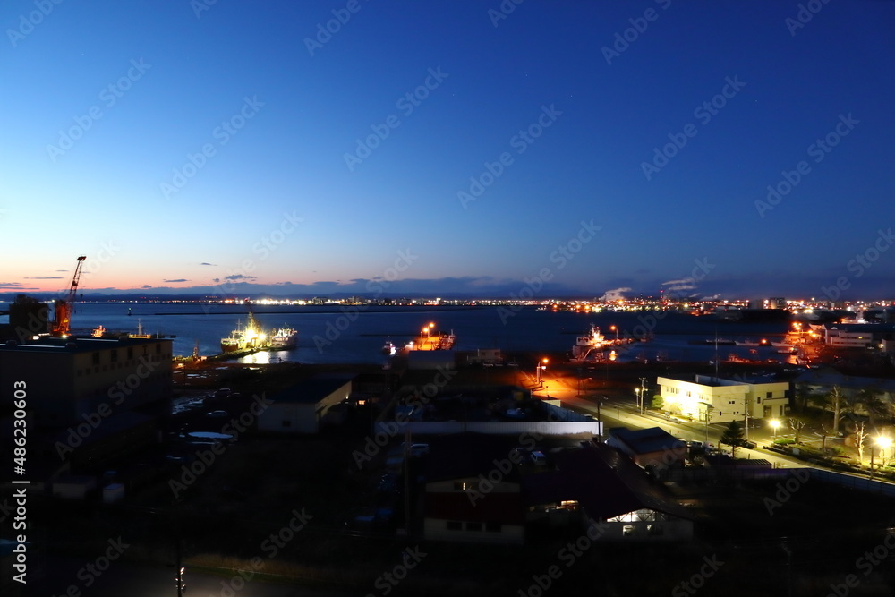 米町公園展望台から見た釧路港の夜景