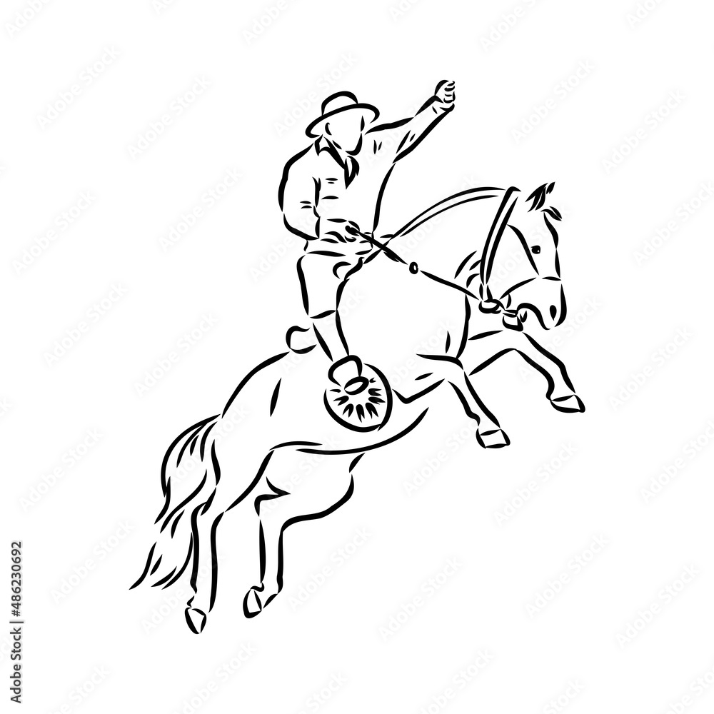 An hand drawn freehand vector - RODEO. Scene from the american culture. An hand drawn freehand vector - RODEO. Scene from the american culture.