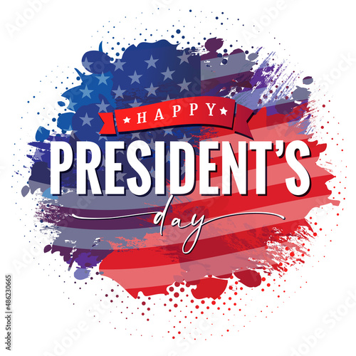 Happy Presidents day USA, brush and ink grunge flag. Vector illustration