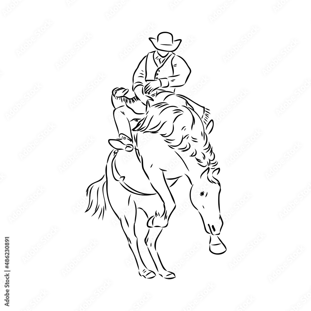 An hand drawn freehand vector - RODEO. Scene from the american culture. An hand drawn freehand vector - RODEO. Scene from the american culture.