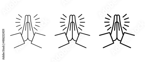 Folded hands icons set. Request for help. Gratitude. Pray. Vector eps 10