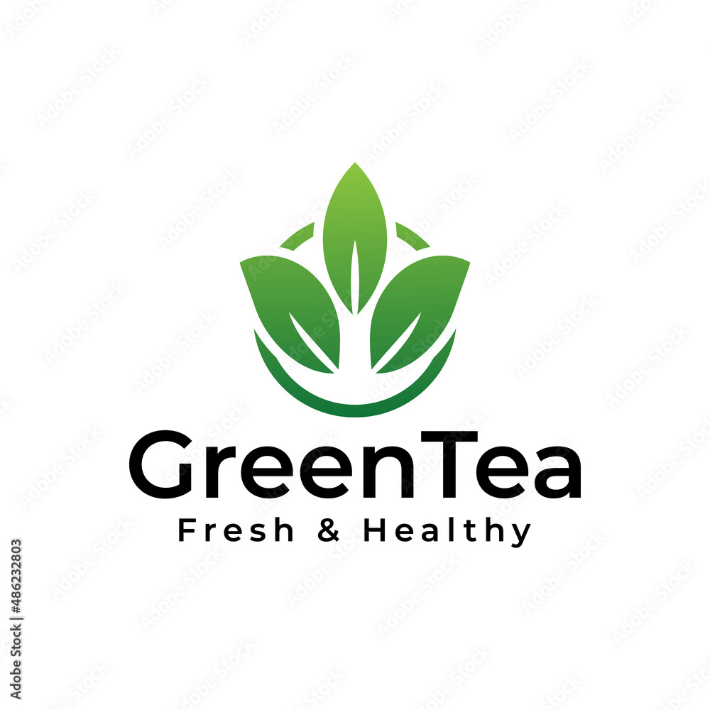 green tea leaves logo design
