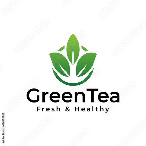 green tea leaves logo design
