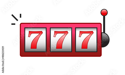 Slotmachine or 777 casino slot machine jackpot winner vector icon illustration on white background
