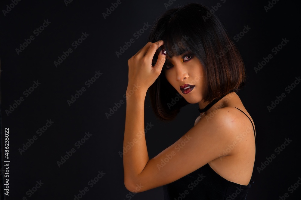 Portrait Beauty Fashion of halloween woman on black background. Portrait Beauty Fashion of halloween woman on black background.