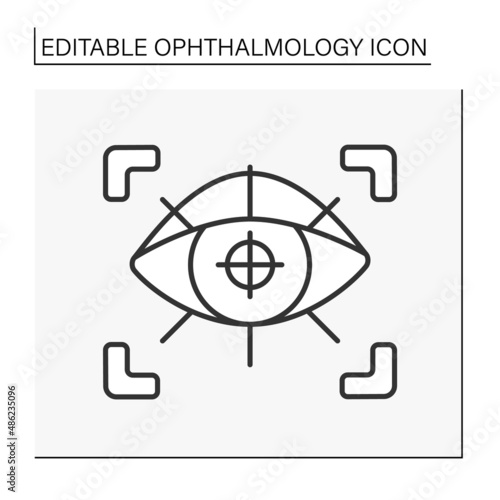  Laser vision correction line icon. Laser eye surgery. Correction of myopia, hyperopia, and astigmatism.Ophthalmology concept. Isolated vector illustration. Editable stroke
