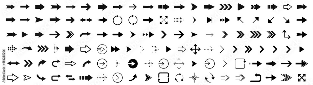 Fototapeta premium Arrow icon. Mega set of vector arrows