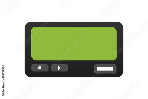 Pager, beeper wireless telecommunications device with green display. Vector icon, illustration. photo