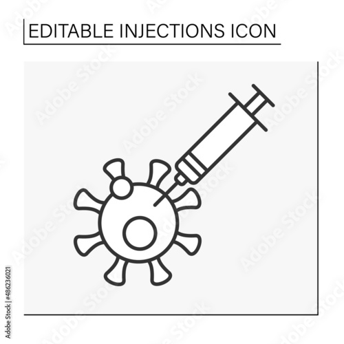Syringe line icon. Fight with viruses. Injections concept. Isolated vector illustration. Editable stroke