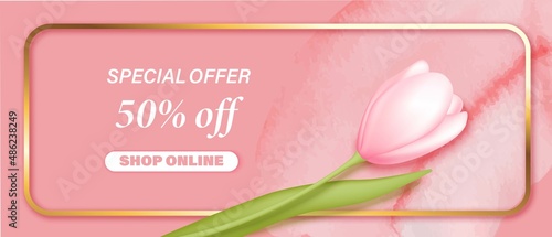 Spring, 8 march shop sale voucher, banner