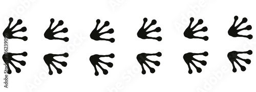 Frog foot print path. Animal paw trace in black color