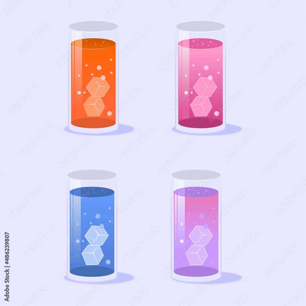 drink with ice in a glass vector set drink with ice in a glass vector set