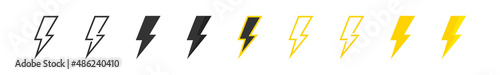 Lightning bolt. Electric thunder flash set icon. Vector flat illustration