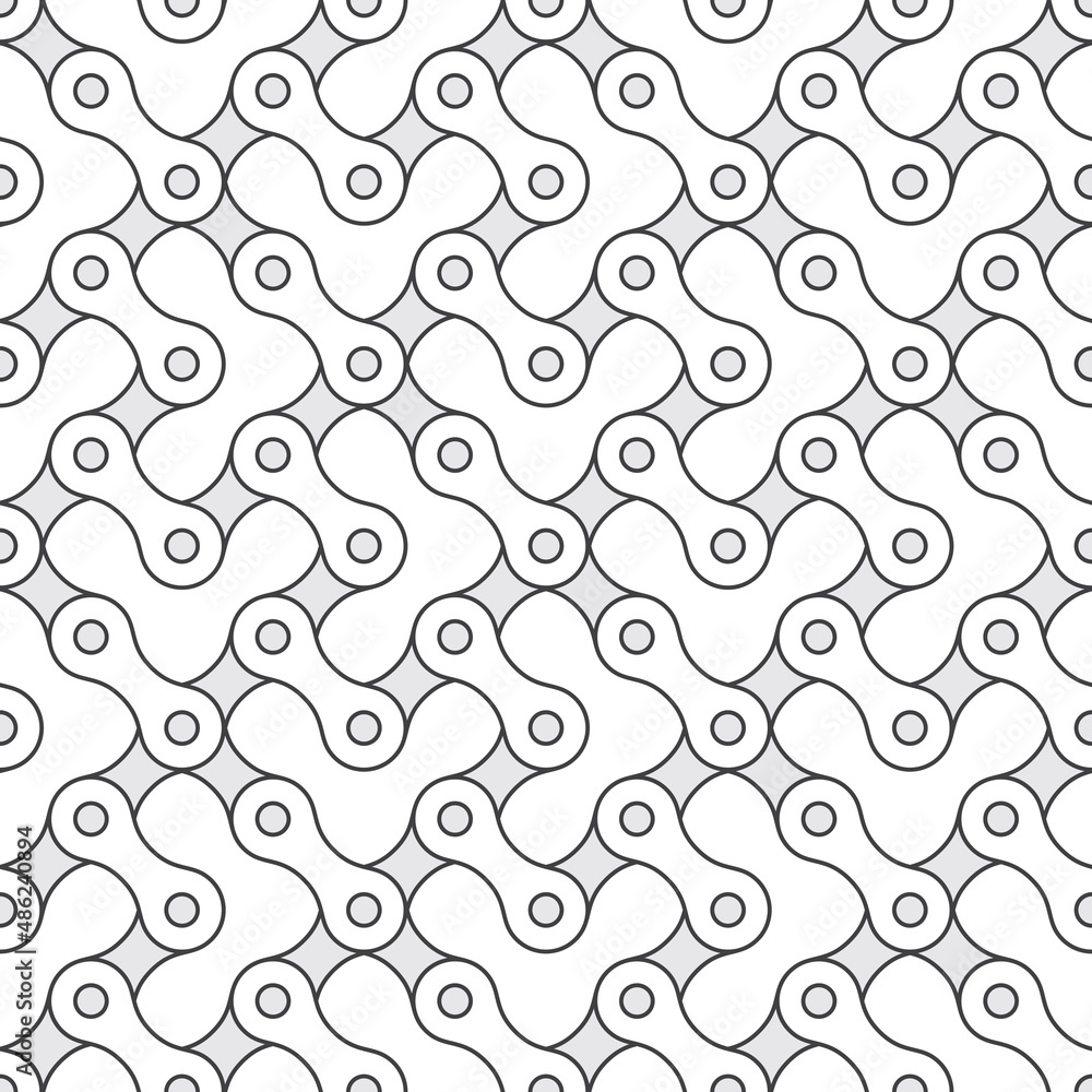 Vector seamless geometric texture line bike chain. Isolated on white background