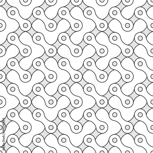 Vector seamless geometric texture line bike chain. Isolated on white background