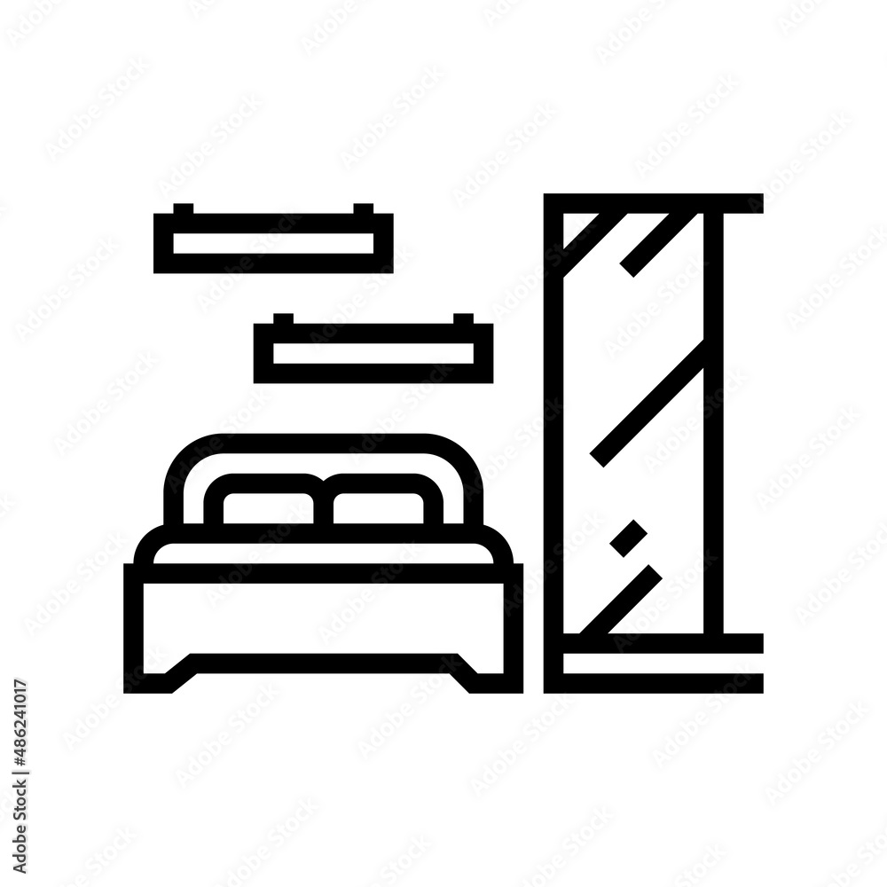bedroom furniture line icon vector. bedroom furniture sign. isolated contour symbol black illustration bedroom furniture line icon vector. bedroom furniture sign. isolated contour symbol black illustration