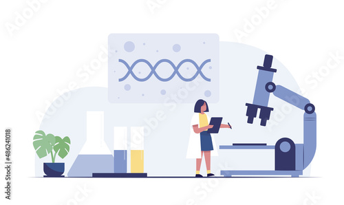 Young scientist - education, research. vector illustration