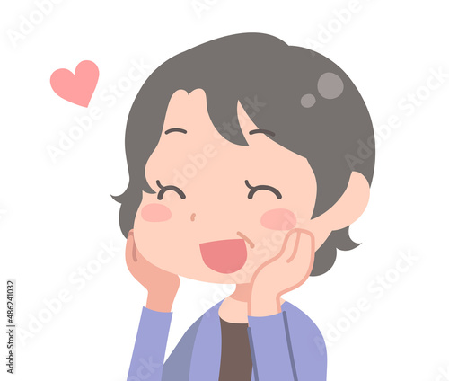 ご機嫌な中年女性のイラスト