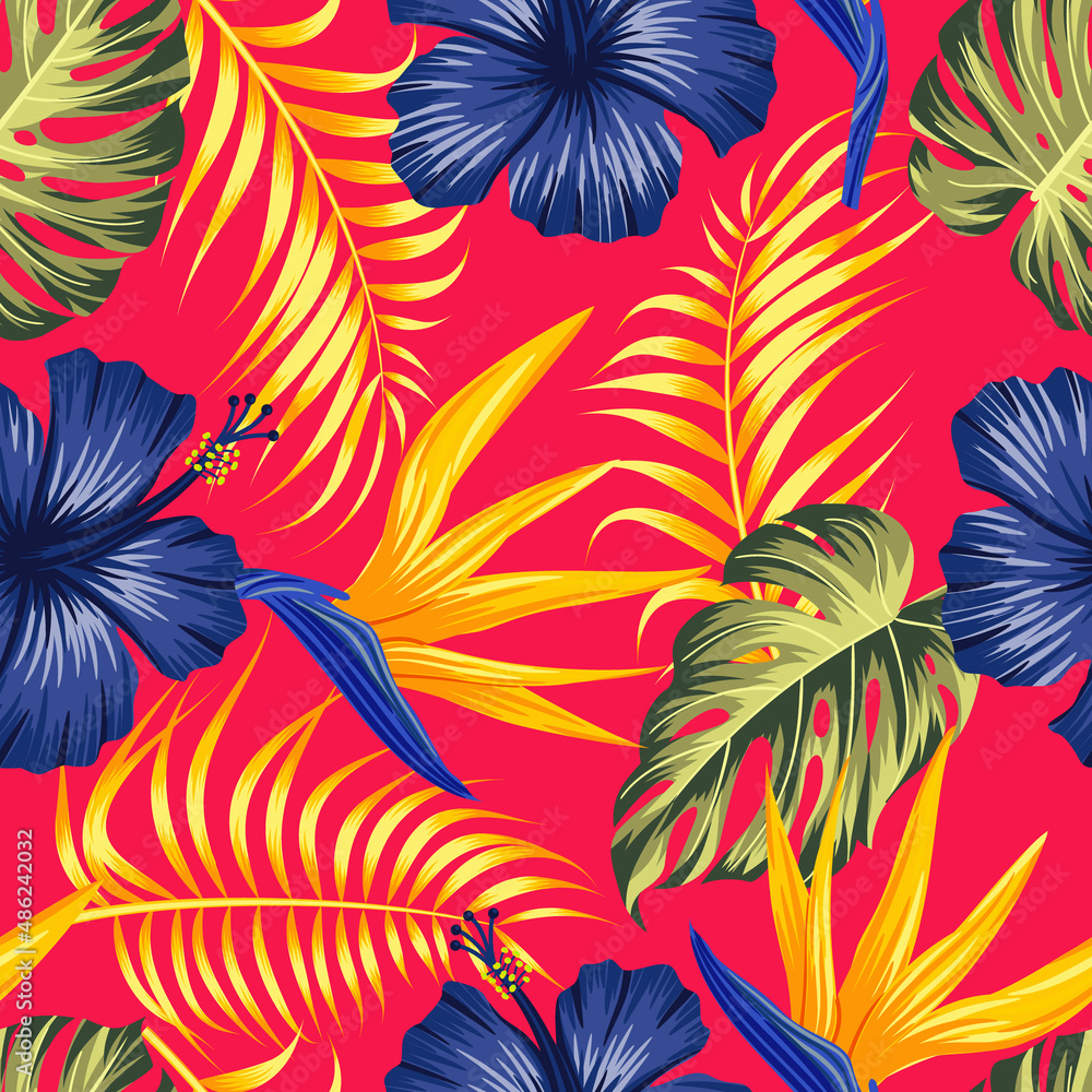 Floral seamless pattern with leaves. tropical background Floral seamless pattern with leaves. tropical background