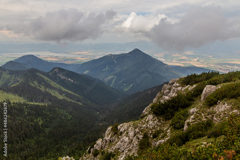Landscape of Nizke Tatry mountains from Krakova hola mountain, Slovakia