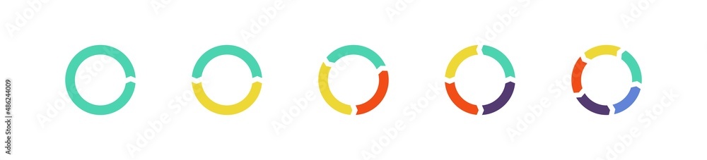Circle arrows for infographic. Isolated flat diagram 5 steps icon. Abstract vector Circle arrows for infographic. Isolated flat diagram 5 steps icon. Abstract vector