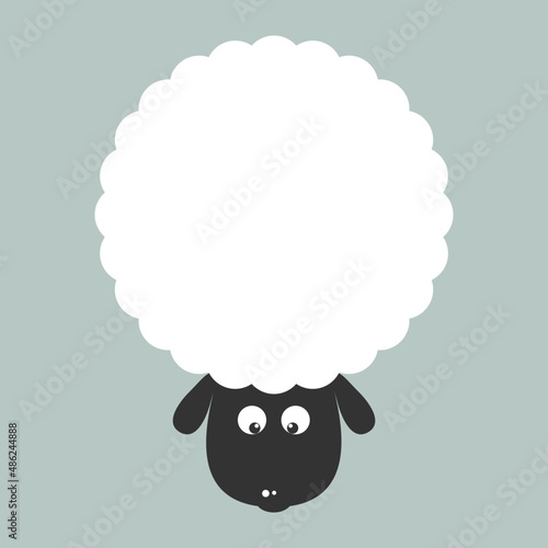 Cute white sheep cartoon character flat vector design.	