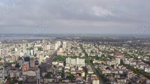 Wallpaper Mural Aerial view Maputo Mozambique. Cityscape with roads and streets where trees grow, cars and vehicles, high-rise buildings and rich neighborhoods. Torontodigital.ca