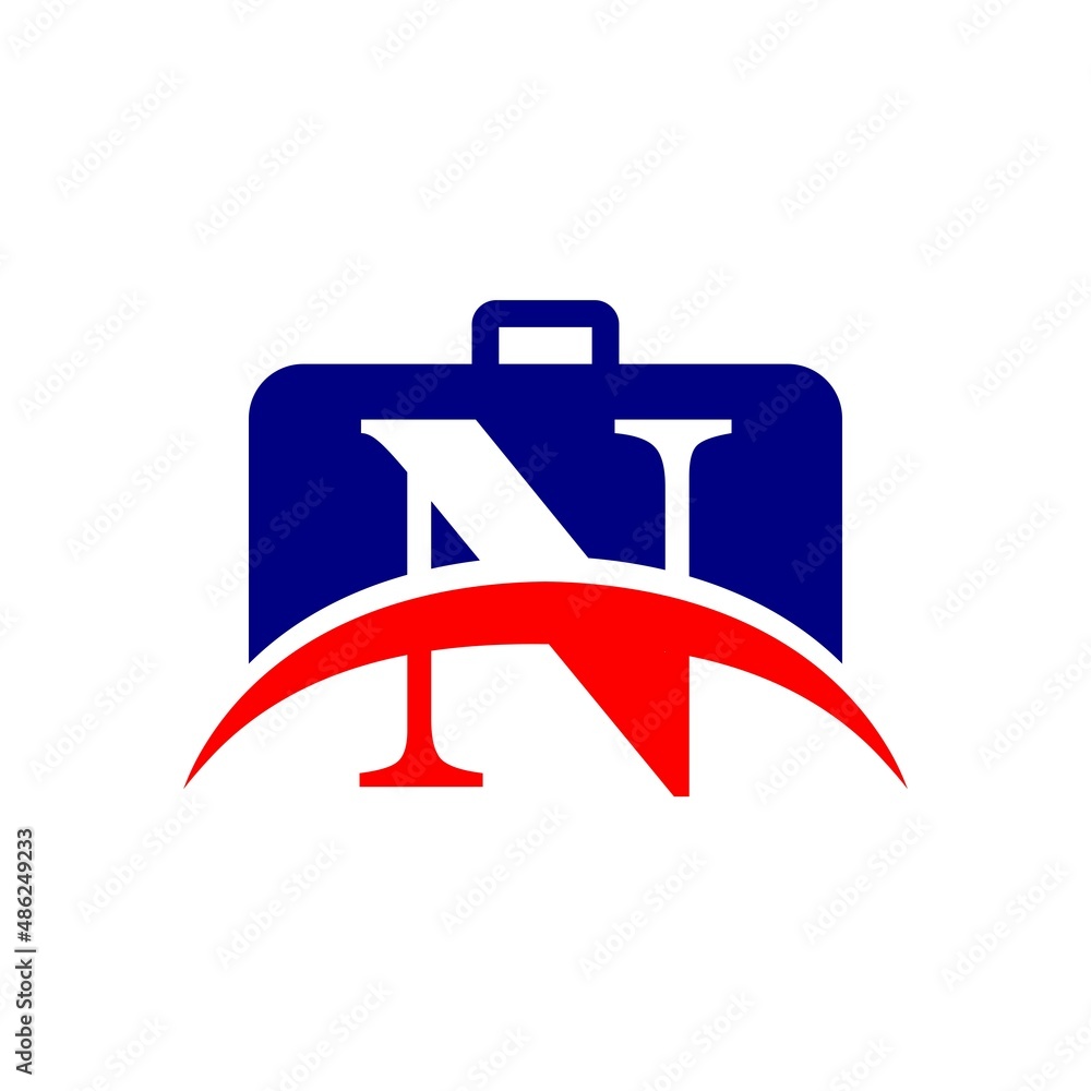 letter N business briefcase logo template