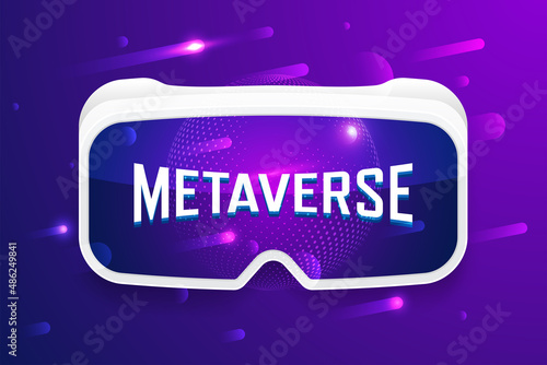 Virtual reality. VR helmet. Metaverse technology. Vector Illustration