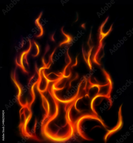 Fire flames background, original painting