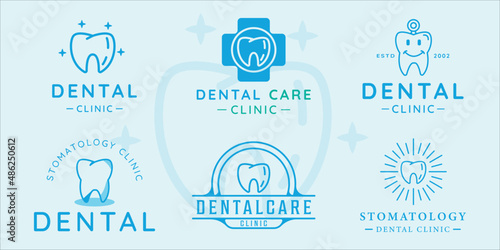 set of dental clinic tooth logo vector illustration template icon graphic design. bundle collection of various stomatology sign or symbol  