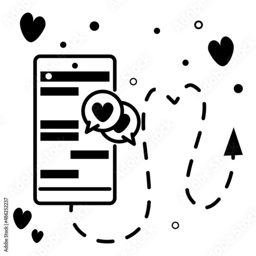Mobile Chat with sweetheart concept, Instant messaging between lovers Vector Icon Design, Valentines Day Symbol, Love and Romance Sign, Friendship and Love sickness stock illustration