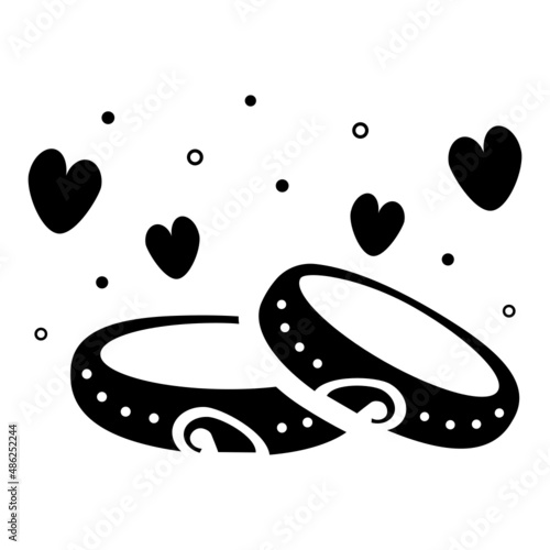 Pair of Rings concept, Wedding Rings Vector Icon Design, Valentines Day Symbol, Love and Romance Sign, Friendship and Love sickness stock illustration
