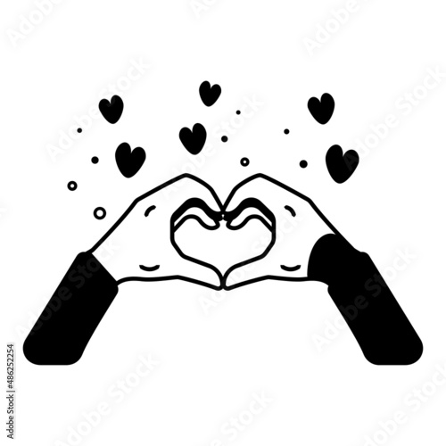 Two hands making heart  concept I love you Vector Icon Design, Valentines Day Symbol, Love and Romance Sign, Friendship and Love sickness stock illustration