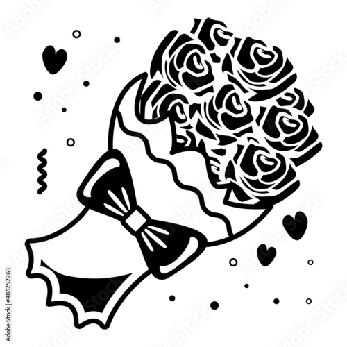 bouquet for someone special concept, wedding ceremony Bunch Vector Icon Design, Valentines Day Symbol, Love and Romance Sign, Friendship and Love sickness stock illustration