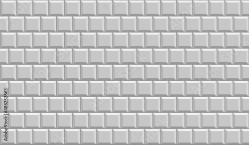 Subway tile background. Grey brick wall pattern for kitchen and bathroom. Vector illustration.