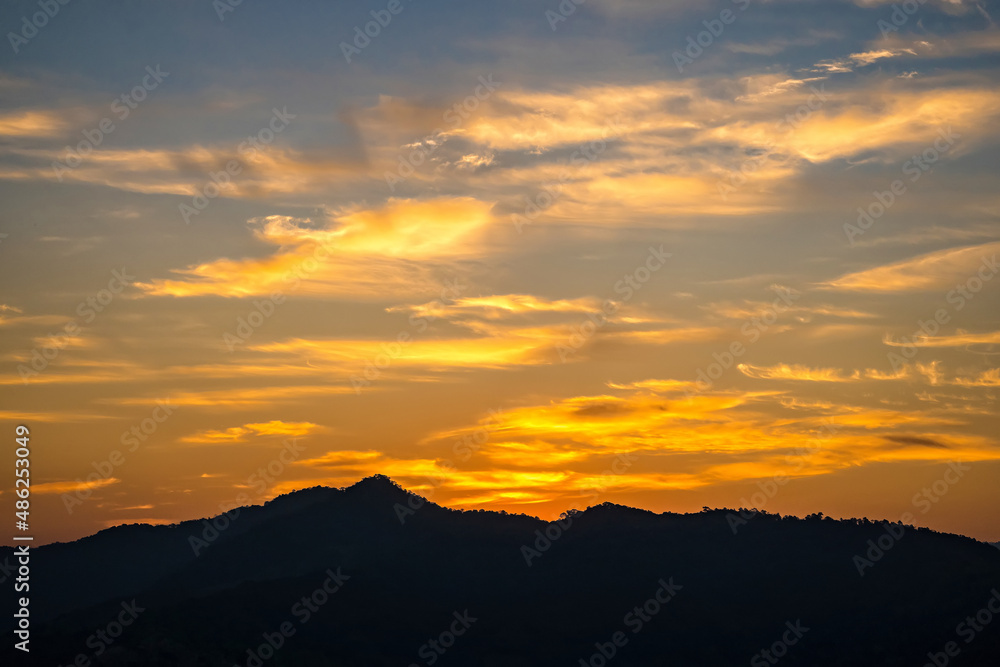Golden light at Sunrise time from Phu Lang Ka.This is one of famous place of North Thailand.