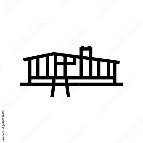 midcentury modern house line icon vector. midcentury modern house sign. isolated contour symbol black illustration