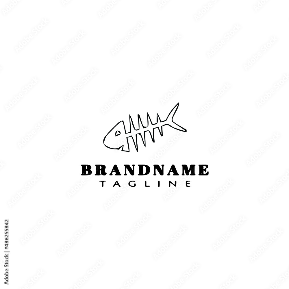 fish bone logo cartoon design template icon black isolated vector illustration fish bone logo cartoon design template icon black isolated vector illustration
