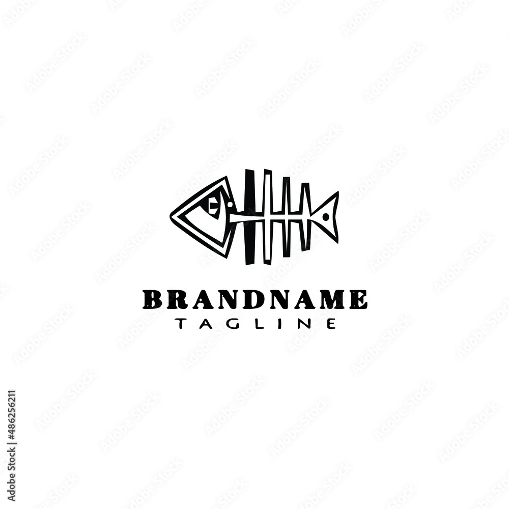 fish bone logo cartoon design template icon black isolated vector illustration fish bone logo cartoon design template icon black isolated vector illustration