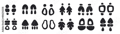 Fényképezés Vector Earrings Templates big set of Boho hand drawn various shapes
