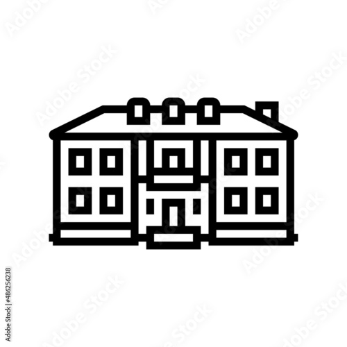 colonial house line icon vector. colonial house sign. isolated contour symbol black illustration