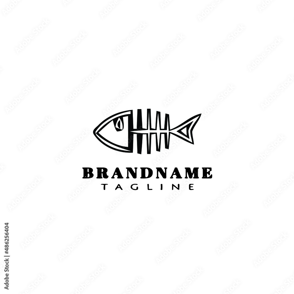 Fototapeta premium fish bone logo cartoon icon design template black isolated vector illustration
