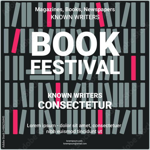 Vector template Poster for book festival illustration
