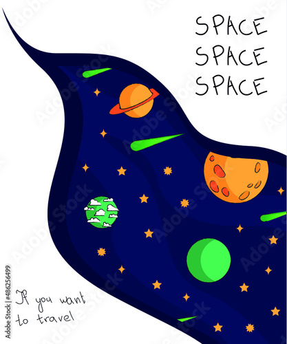 Vertical poster with planets, stars. Cosmos. Solar system planets. Banners of astronomic objects.
