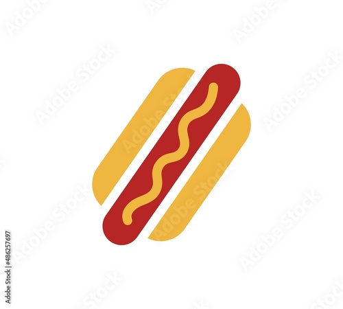 Hot dog. Vector isolated flat illustration fast food for poster, menus, brochure, web and icon fast food